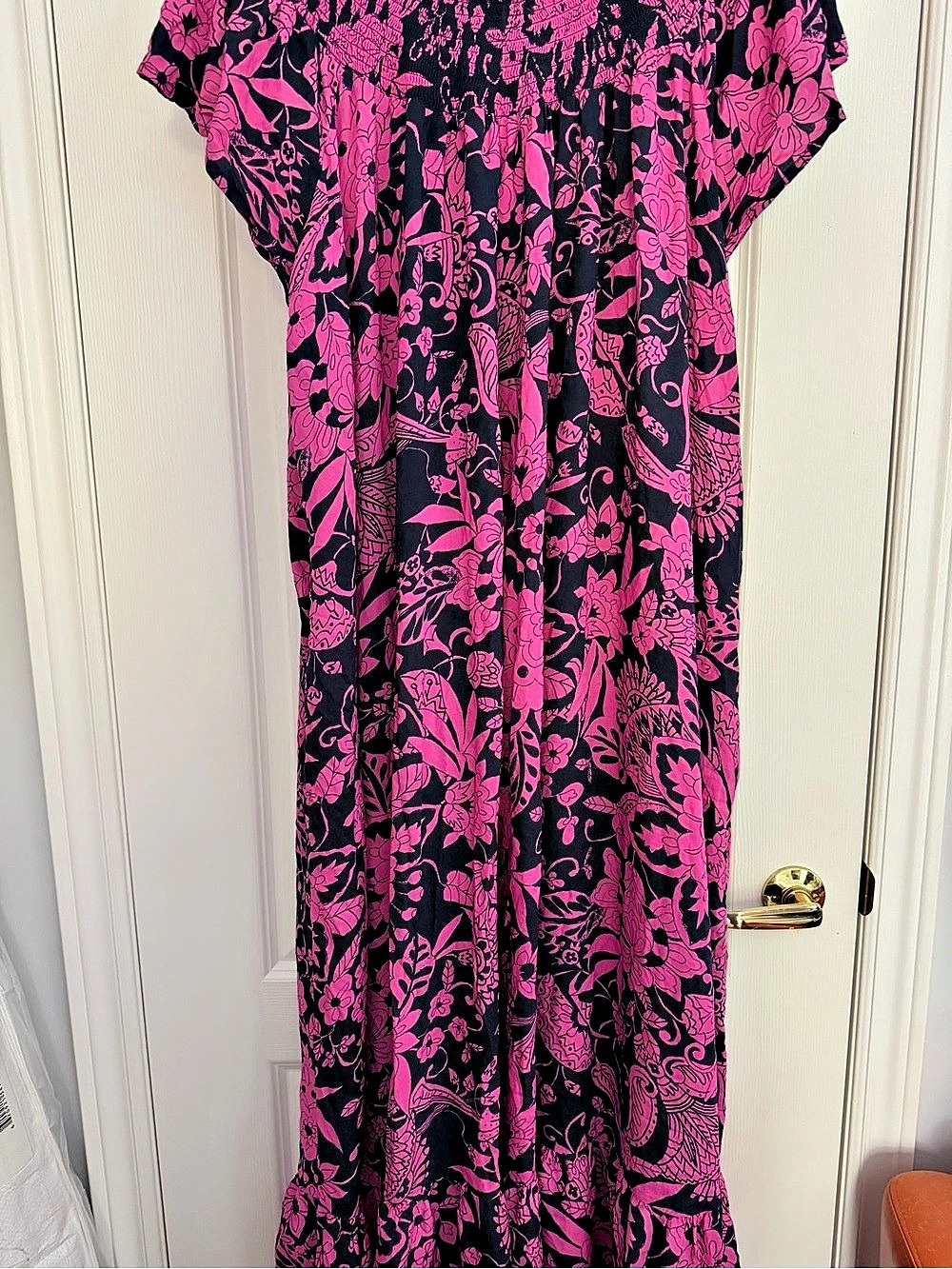 Anthropologie Floral Maxi Dress Pink & Black Size 3X